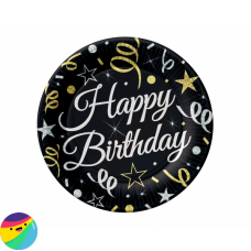 Krožniki Happy birthday črni